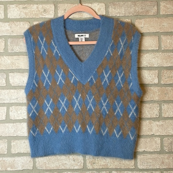 William Rast blue argyle sweater vest size S - Picture 1 of 8